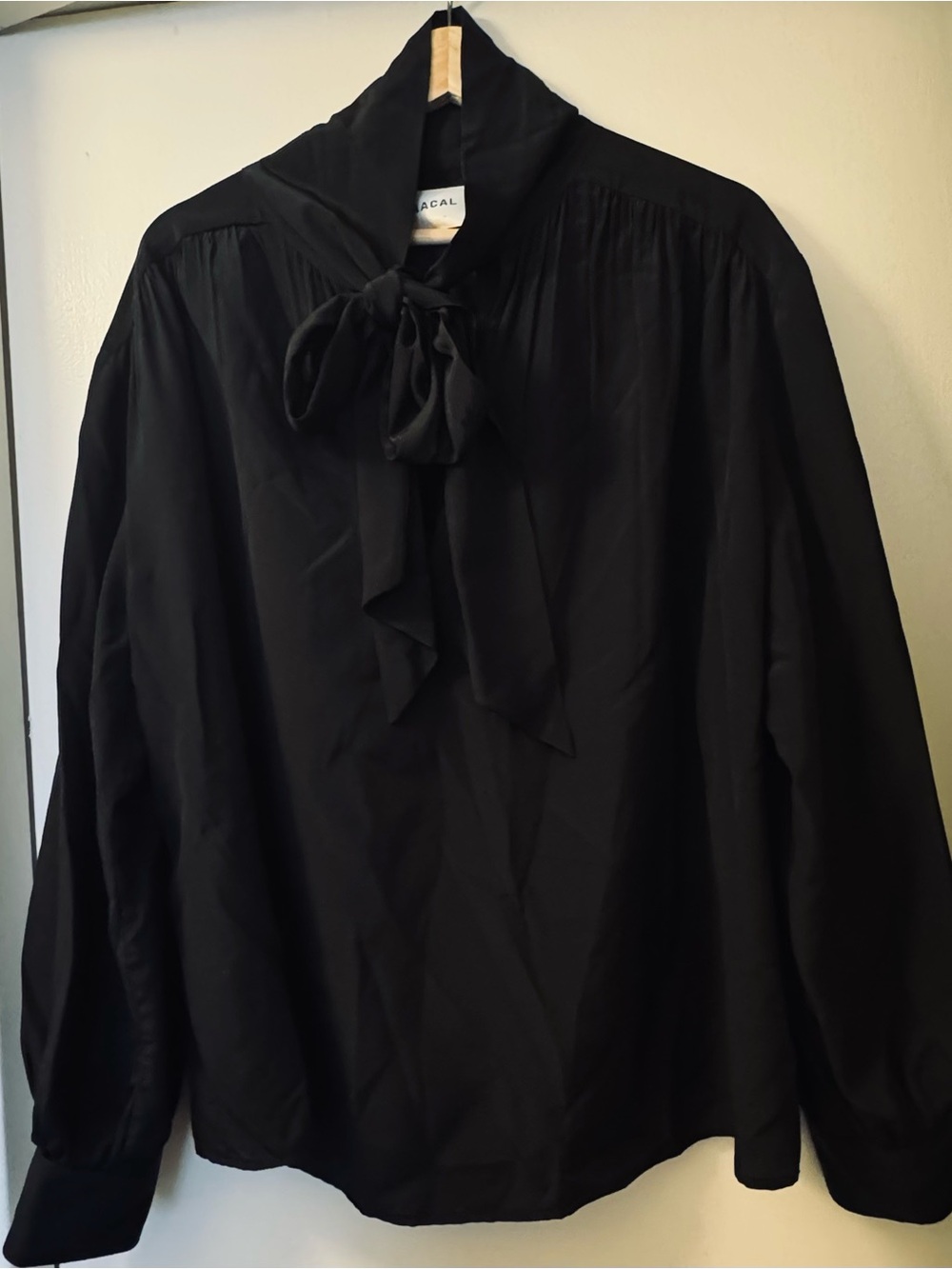 BAACAL silk black tie neck blouse